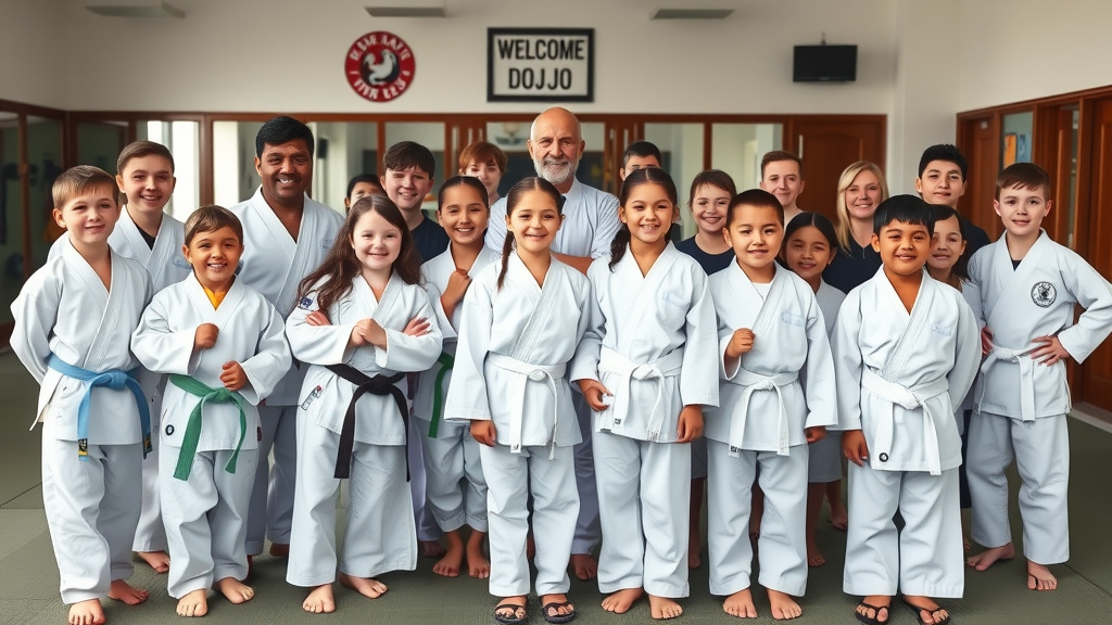 Karate classes Gurnee Illinois diverse group of children and adults in crisp uniforms at a top martial arts school