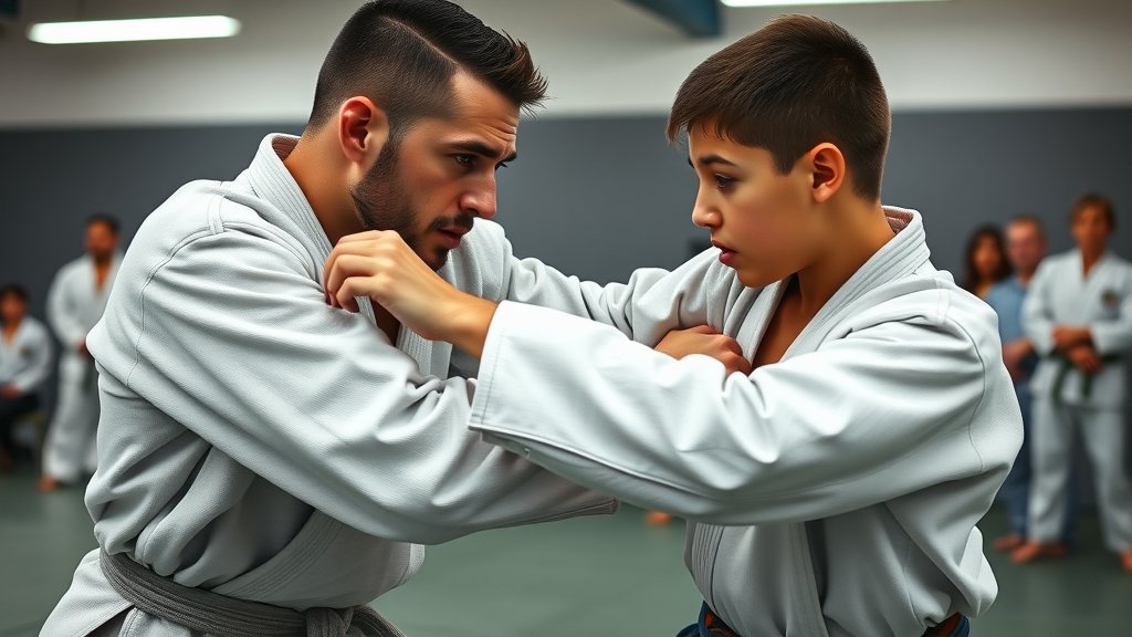 brazilian jiu jitsu karate sparring students lake county il controlled movement uniforms focused