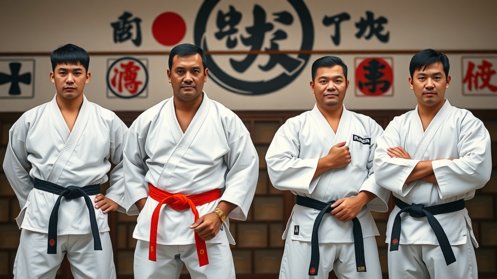 martial artists demonstrating Goju-Ryu, Shorin-Ryu, Uechi-Ryu, Isshin-Ryu styles of Okinawan karate